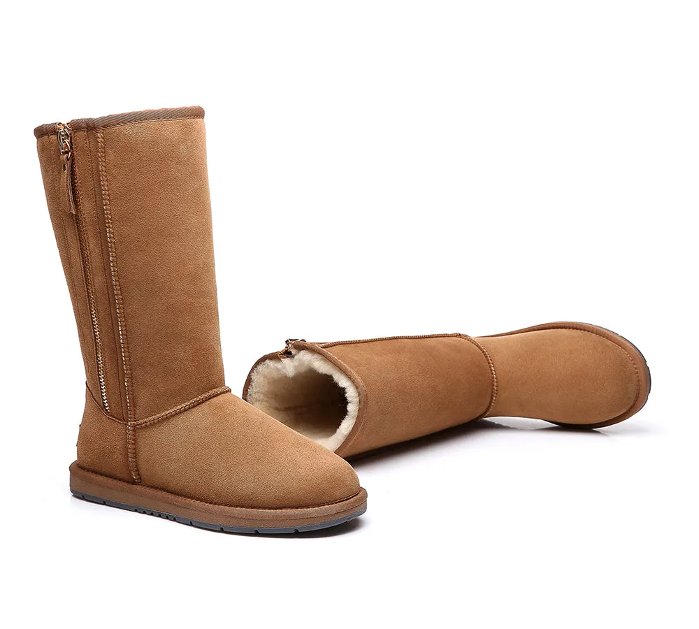 AUSTRALIAN SHEPHERD® UGG Boots Double Face Sheepskin Wool Tall Side Zip