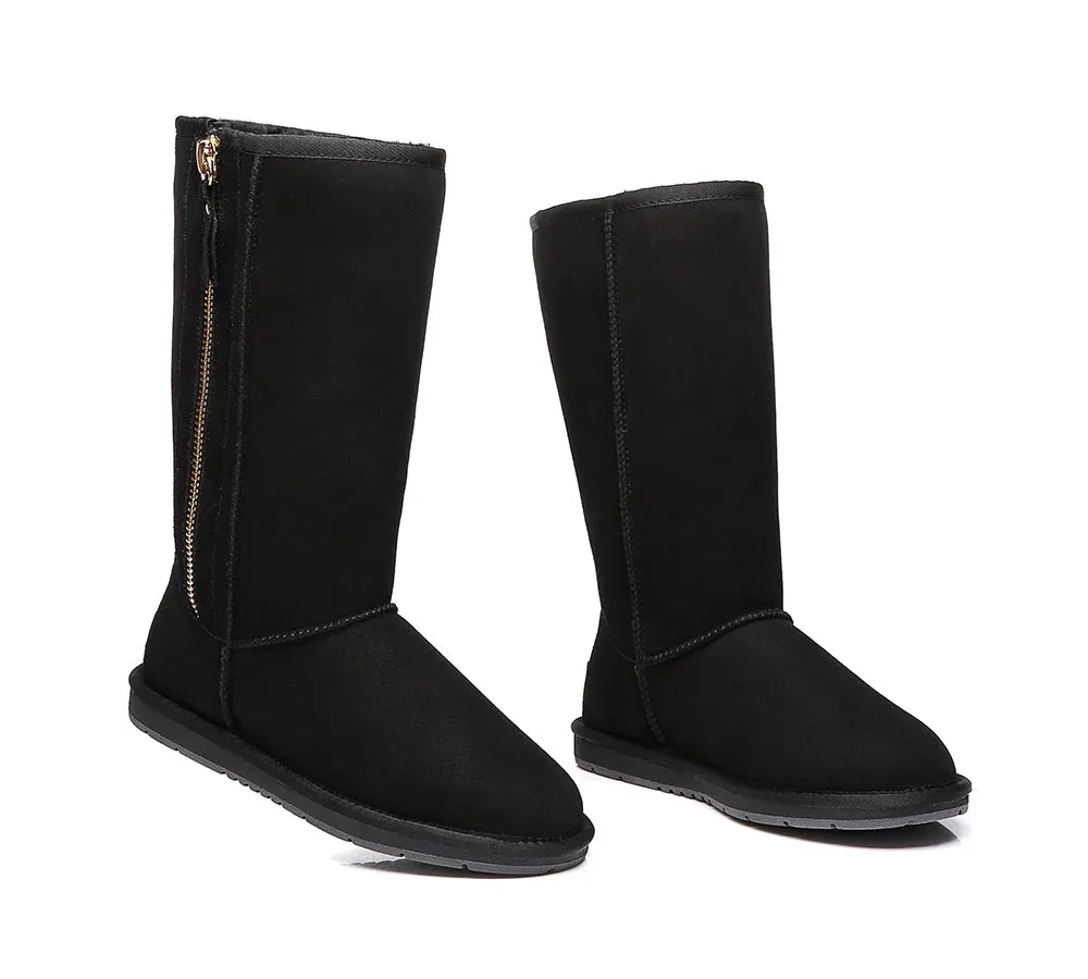 AUSTRALIAN SHEPHERD® UGG Boots Double Face Sheepskin Wool Tall Side Zip