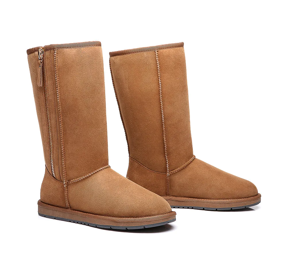 AUSTRALIAN SHEPHERD® UGG Boots Double Face Sheepskin Wool Tall Side Zip