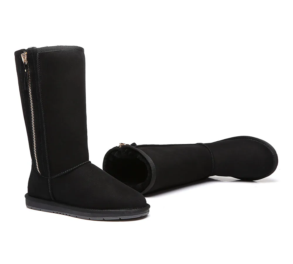 AUSTRALIAN SHEPHERD® UGG Boots Double Face Sheepskin Wool Tall Side Zip
