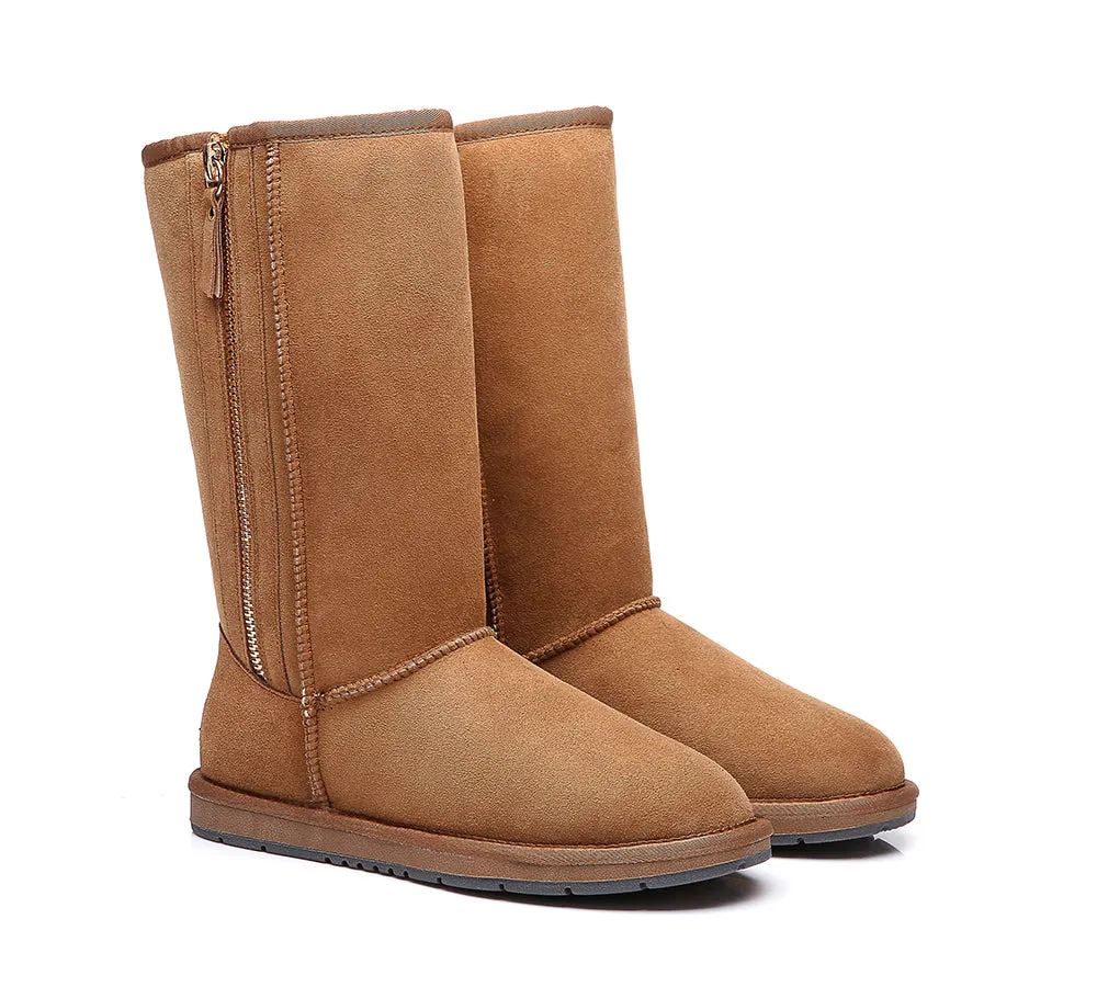 AUSTRALIAN SHEPHERD® UGG Boots Double Face Sheepskin Wool Tall Side Zip