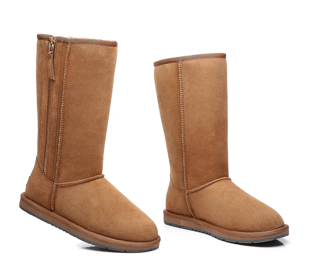 AUSTRALIAN SHEPHERD® UGG Boots Double Face Sheepskin Wool Tall Side Zip