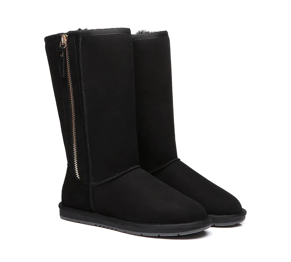 AUSTRALIAN SHEPHERD® UGG Boots Double Face Sheepskin Wool Tall Side Zip