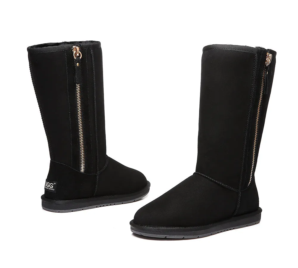 AUSTRALIAN SHEPHERD® UGG Boots Double Face Sheepskin Wool Tall Side Zip