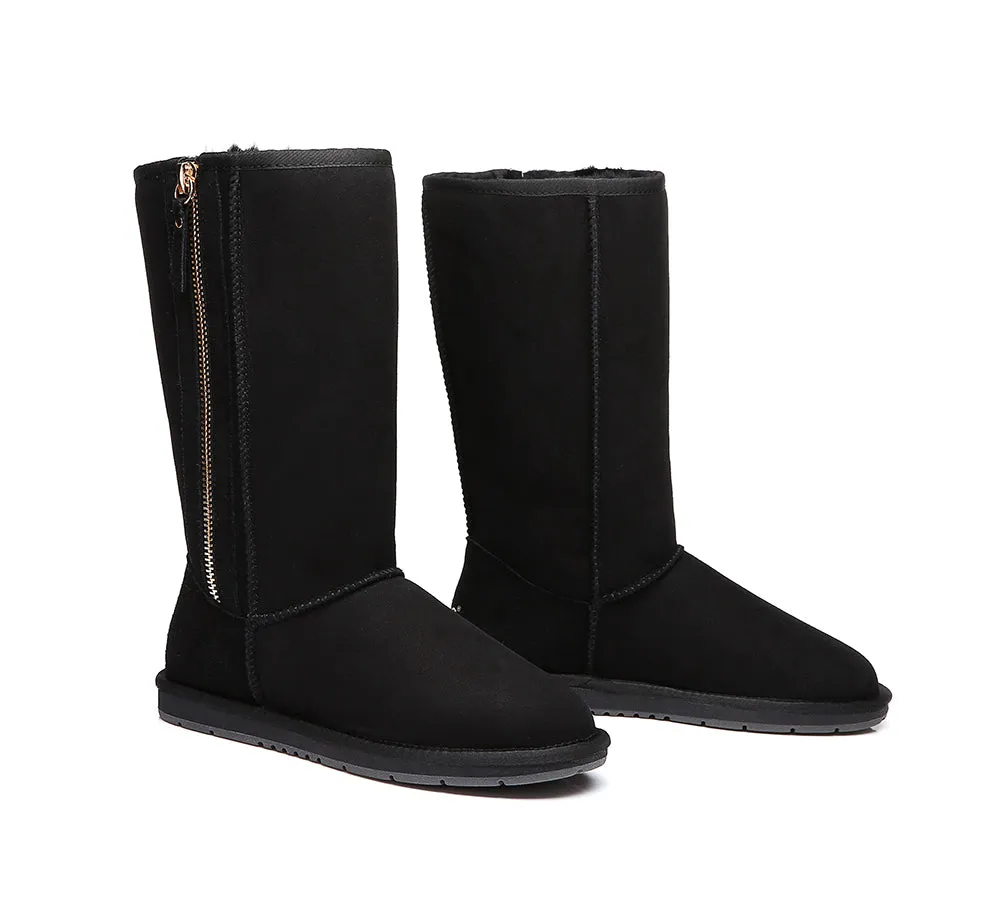 AUSTRALIAN SHEPHERD® UGG Boots Double Face Sheepskin Wool Tall Side Zip