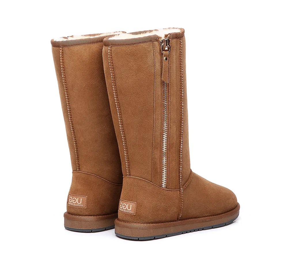AUSTRALIAN SHEPHERD® UGG Boots Double Face Sheepskin Wool Tall Side Zip