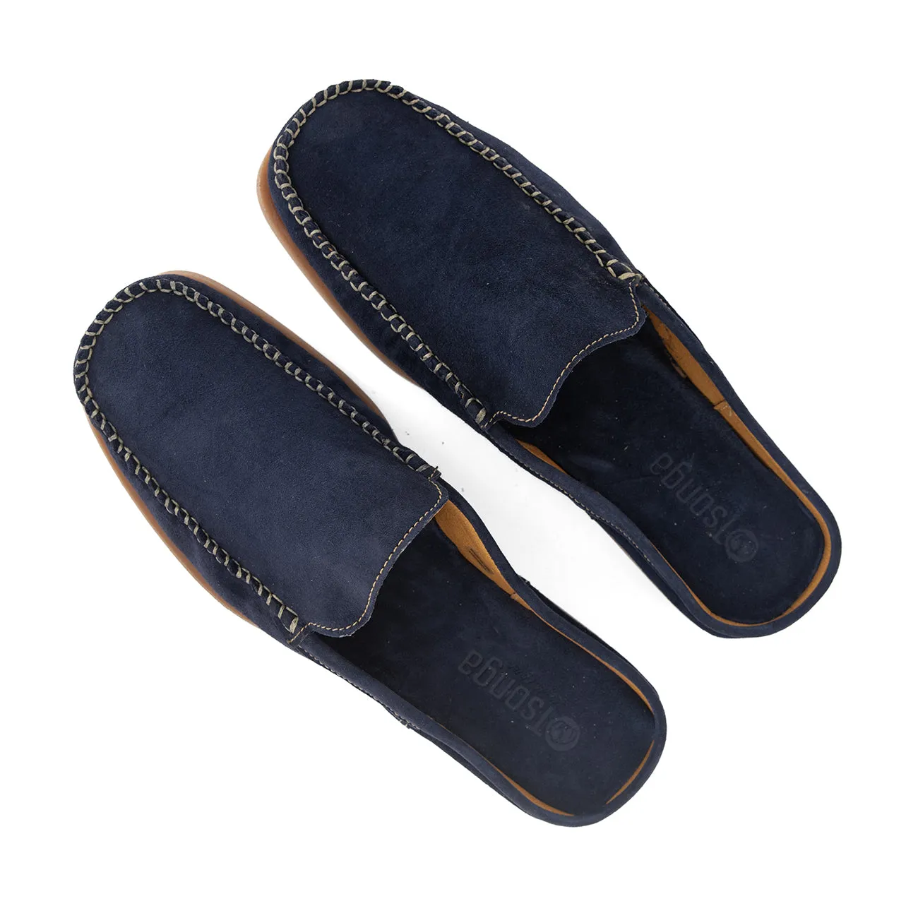 Bakgatla : Mens Leather Mule in Navy Velutto