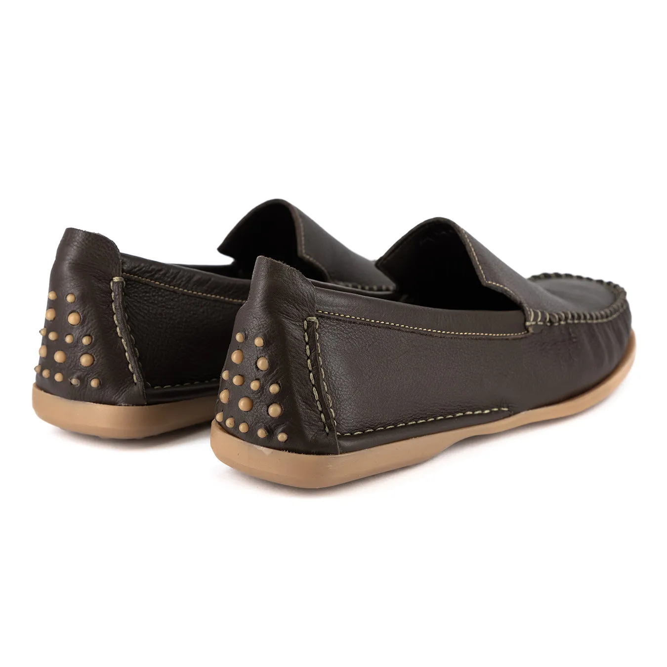 Banakho : Mens Leather Moccasin in Choc Delta