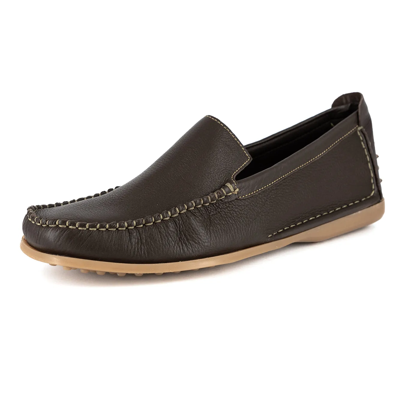 Banakho : Mens Leather Moccasin in Choc Delta