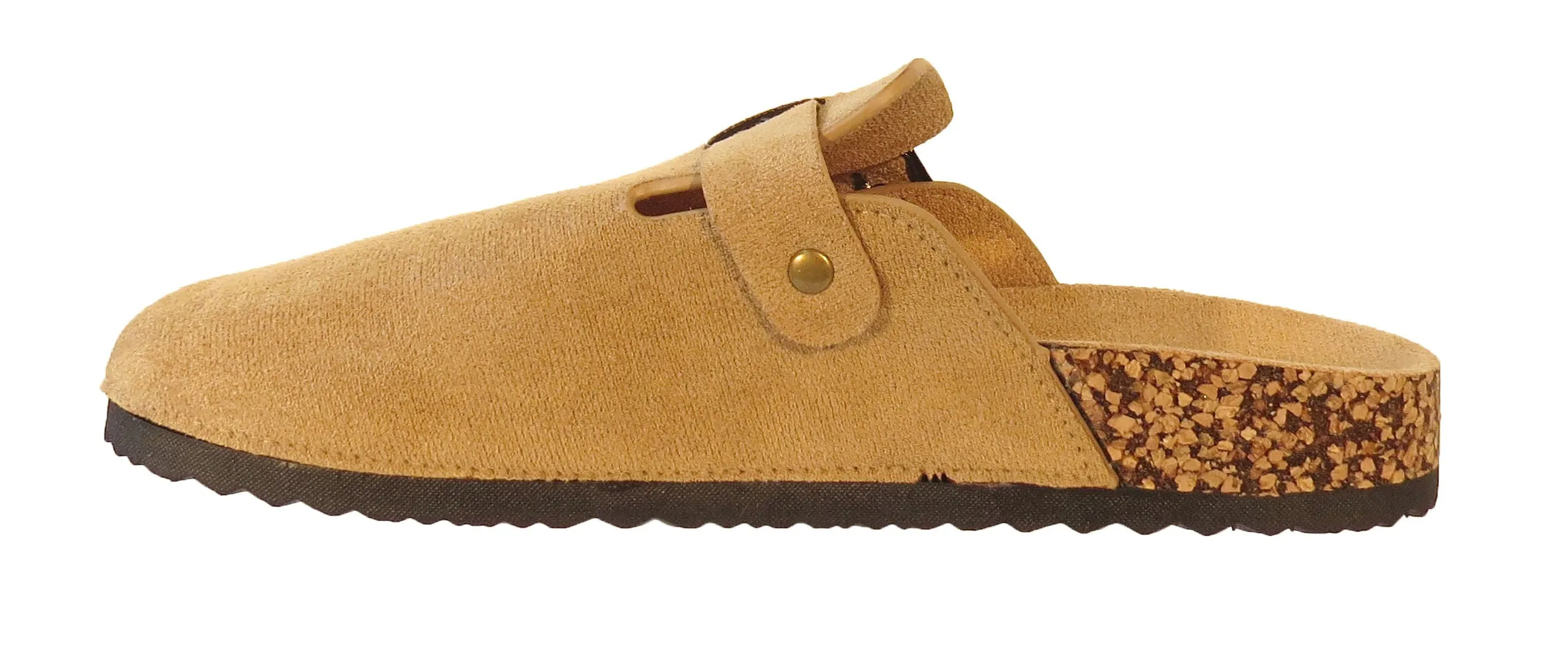 Becky Ladies Faux Suede Leather Plaform Buckle Clog Slippers - Comfortable Slip-On Sandals