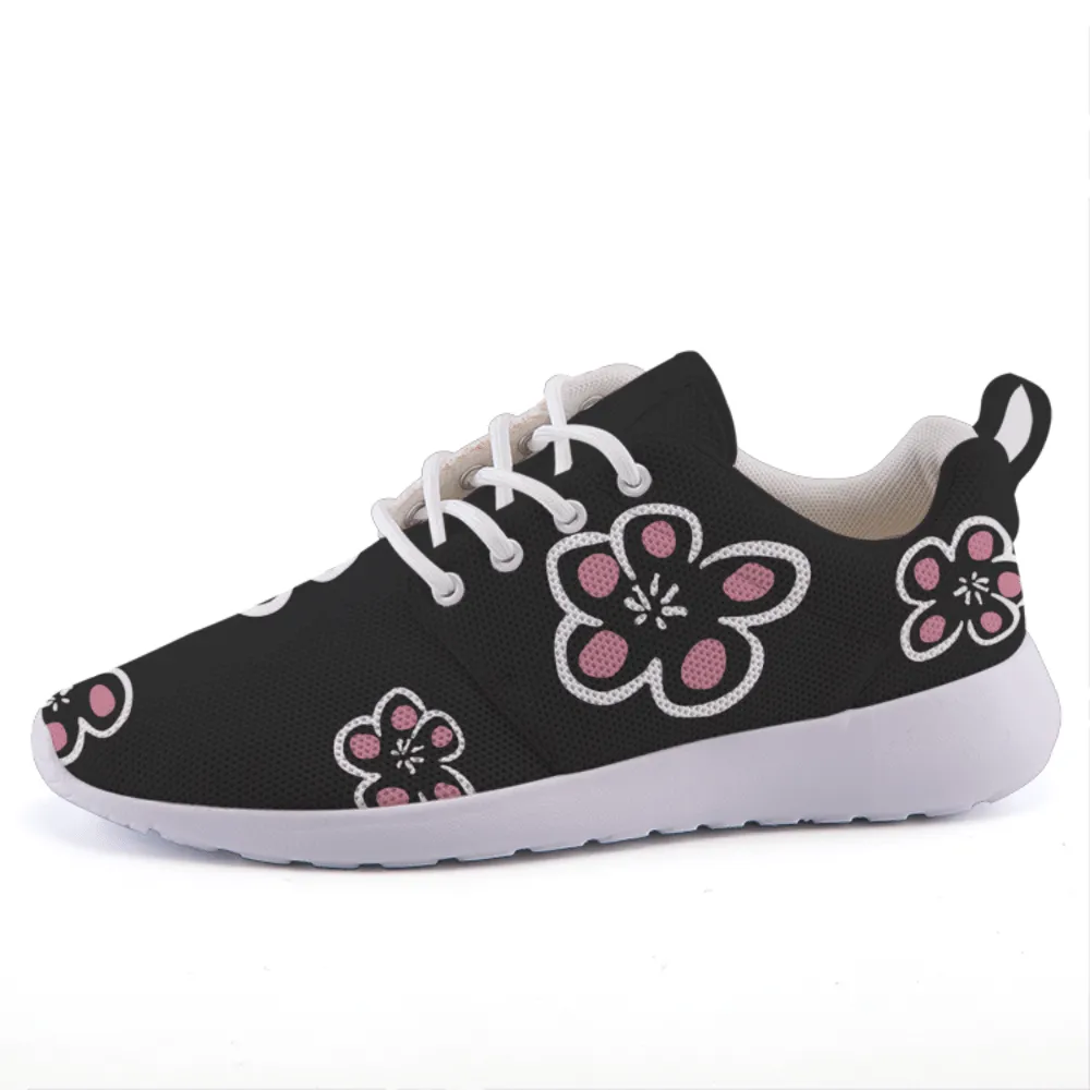 Black Floral Medley Lightweight fashion sneakers casual sports shoes