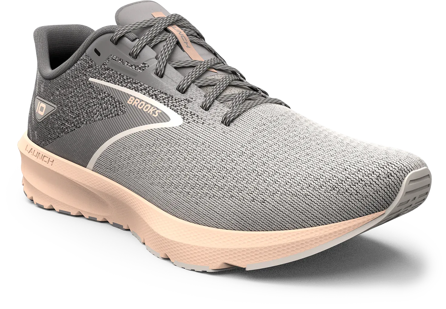 Brooks Women's Launch 10 Running Shoes - Grey/Crystal Grey/Pale Peach 1203981B179