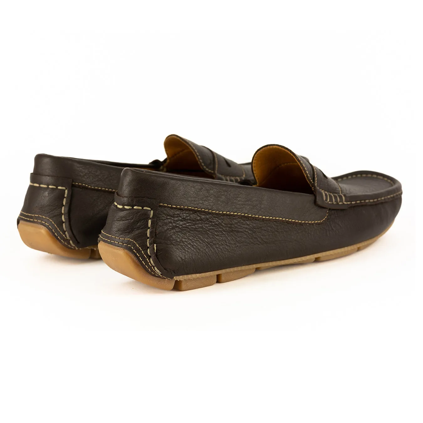 Cairo : Men's Leather Moccasin in Choc Delta