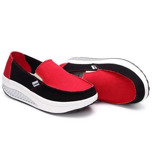 Canvas Color Blocking Sport Running Rocker Sole Casual Outdoor Shoes
