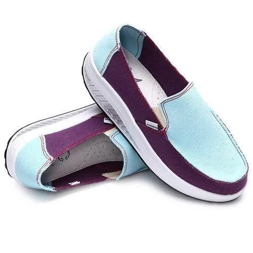 Canvas Color Blocking Sport Running Rocker Sole Casual Outdoor Shoes