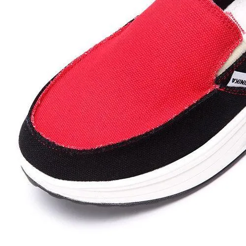 Canvas Color Blocking Sport Running Rocker Sole Casual Outdoor Shoes