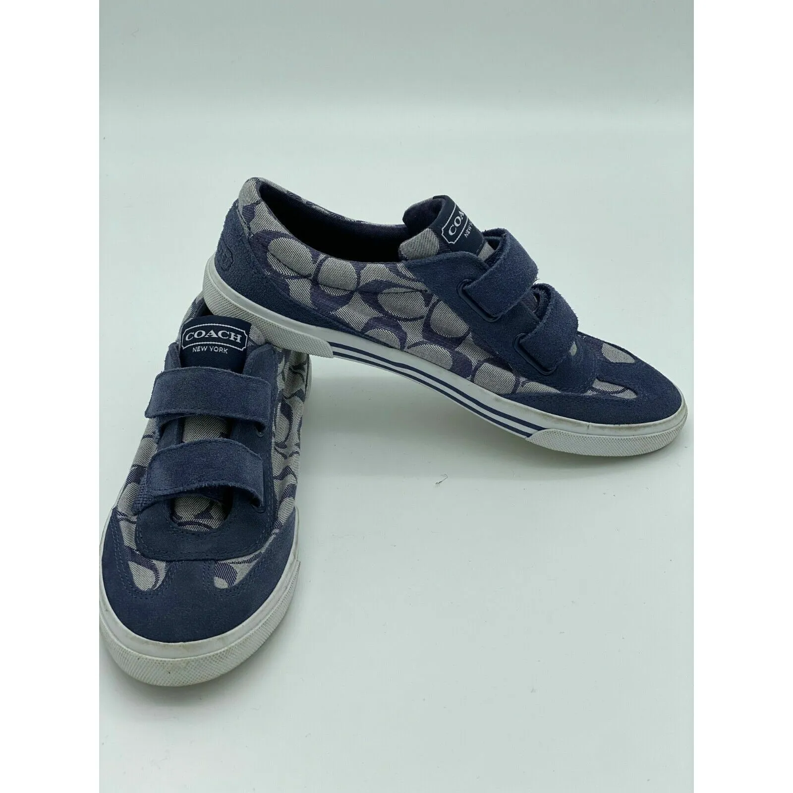 Coach Priya Blue Canvas Suede Sneakers Size 9B