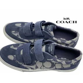 Coach Priya Blue Canvas Suede Sneakers Size 9B