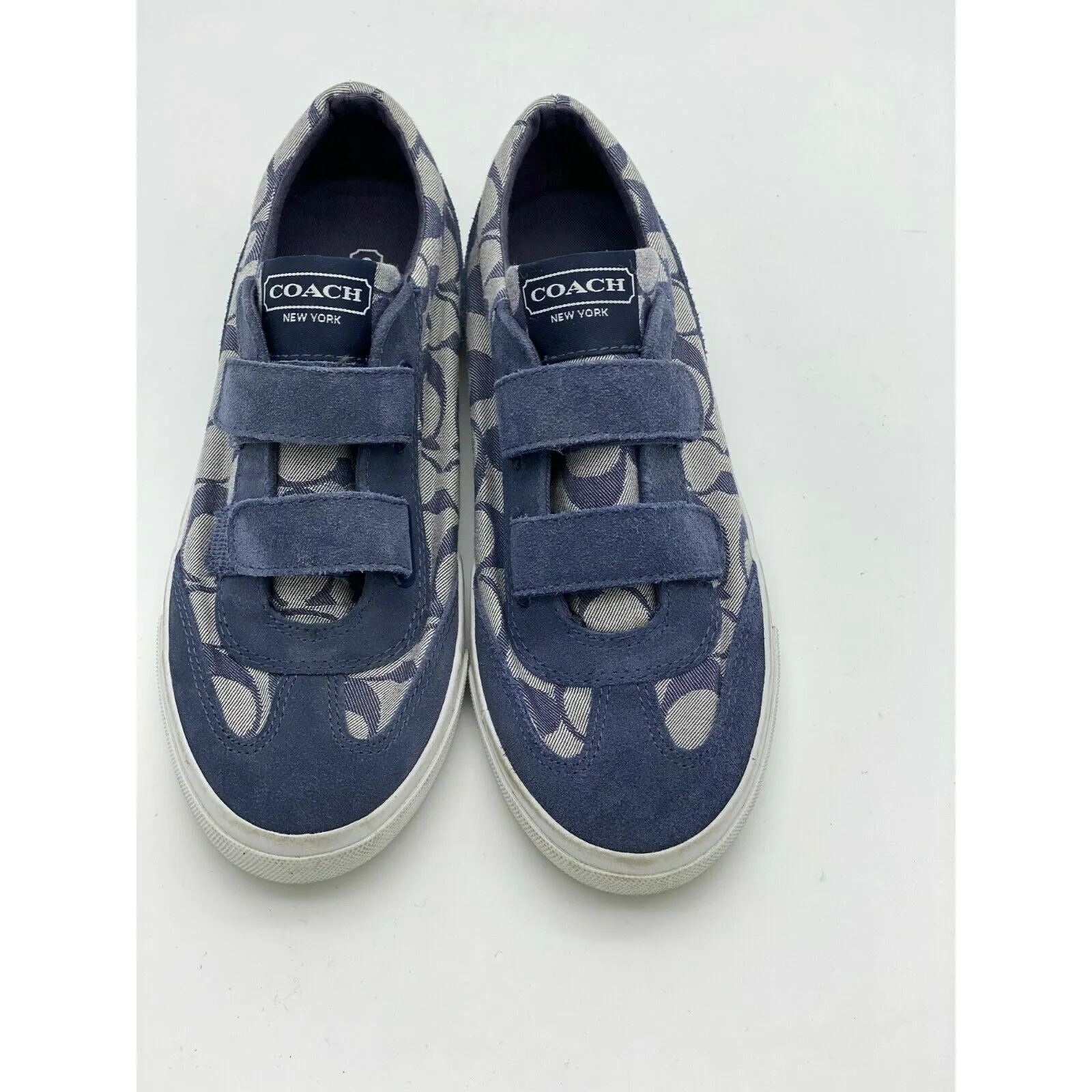 Coach Priya Blue Canvas Suede Sneakers Size 9B