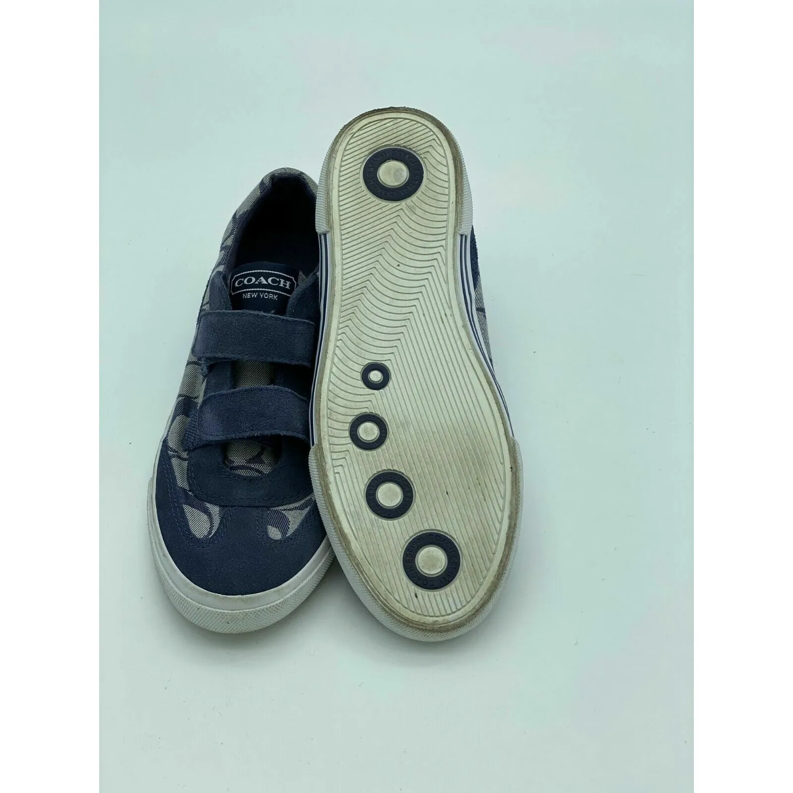 Coach Priya Blue Canvas Suede Sneakers Size 9B