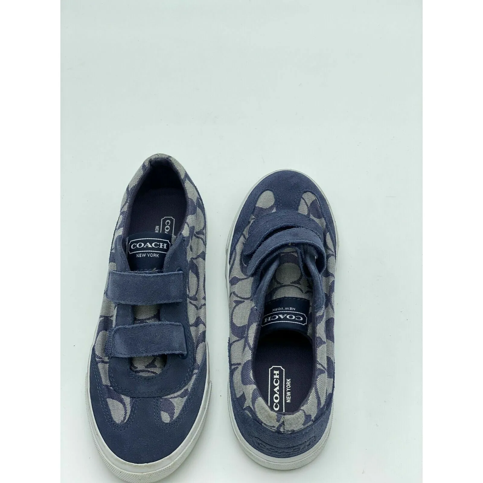Coach Priya Blue Canvas Suede Sneakers Size 9B