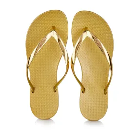 Coloko Dahlia Chrome Metallic Gold Ergonomic Footbed Flip Flops