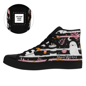 Corporate Gifts,Personalized Bat Sneakers, Custom Pumpkin and Ghost Shoes, Canvas High Top Gym Shoes for Men and Women