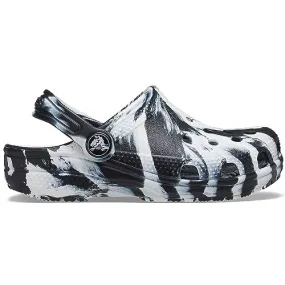 Crocs Unisex-Child Classic Marbled Tie-dye Clog | Black/White