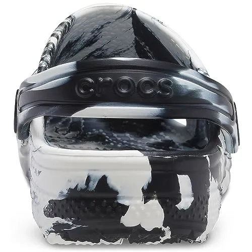 Crocs Unisex-Child Classic Marbled Tie-dye Clog | Black/White