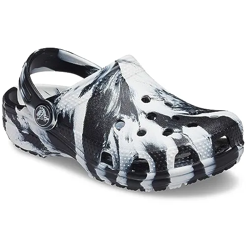 Crocs Unisex-Child Classic Marbled Tie-dye Clog | Black/White