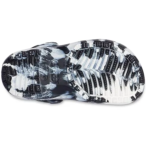 Crocs Unisex-Child Classic Marbled Tie-dye Clog | Black/White