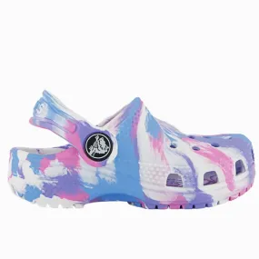 Crocs Unisex-Child Classic Marbled Tie-dye Clog | White/Pink