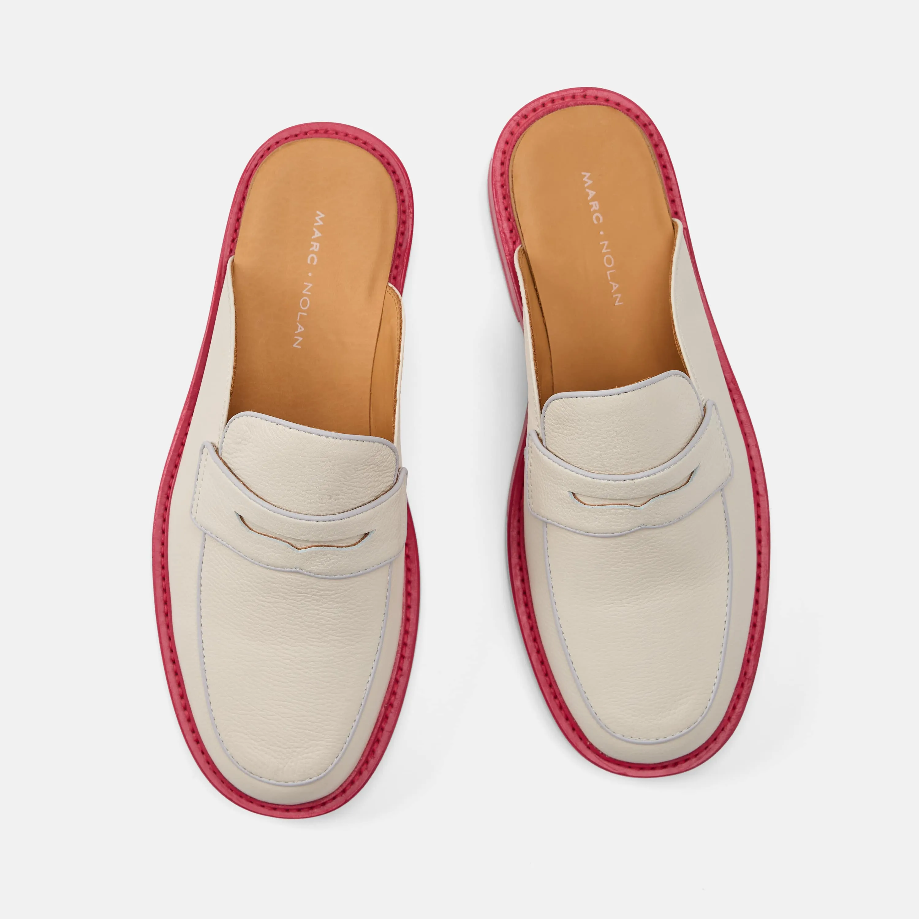 Del Mar Cream/Pink Loafer Mules