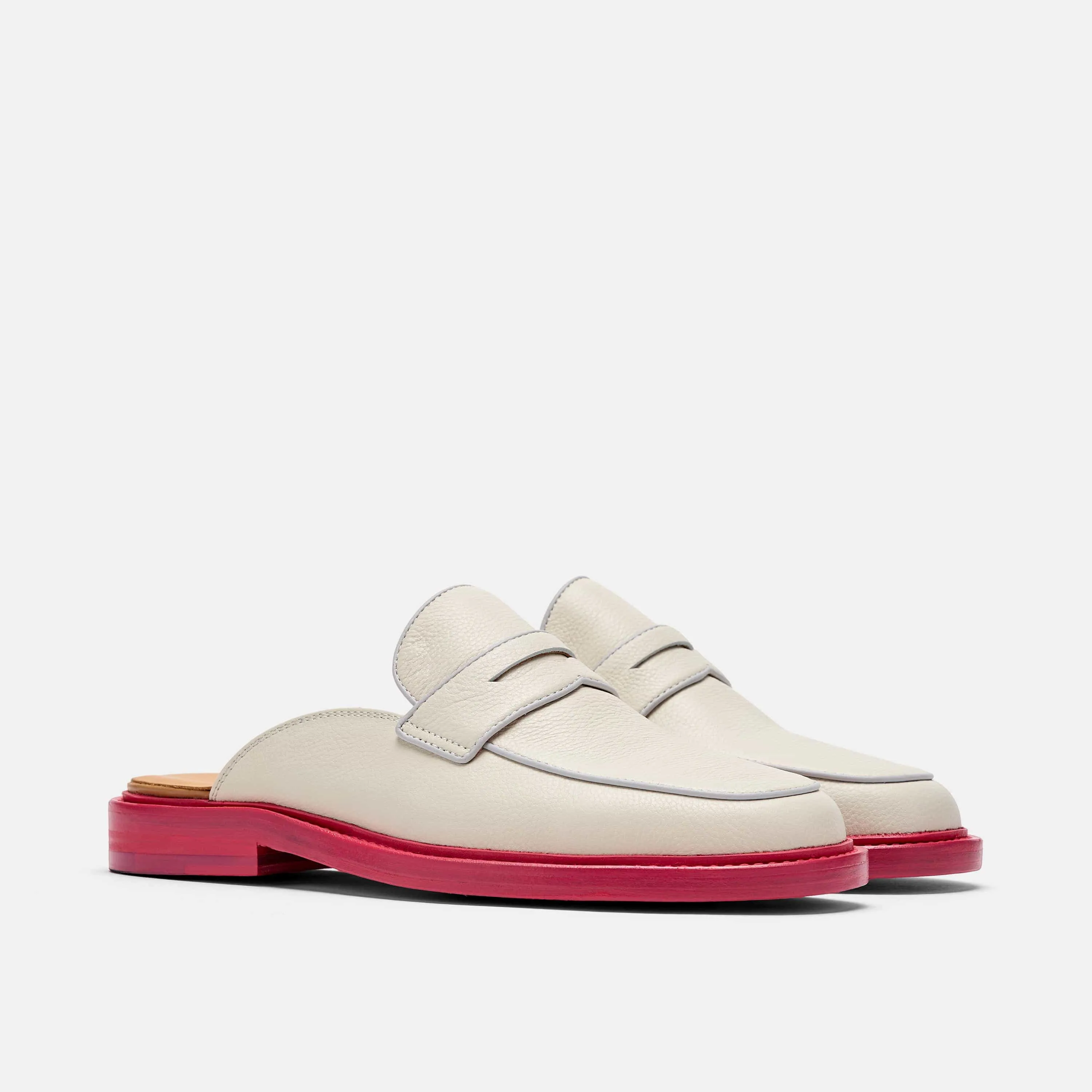 Del Mar Cream/Pink Loafer Mules