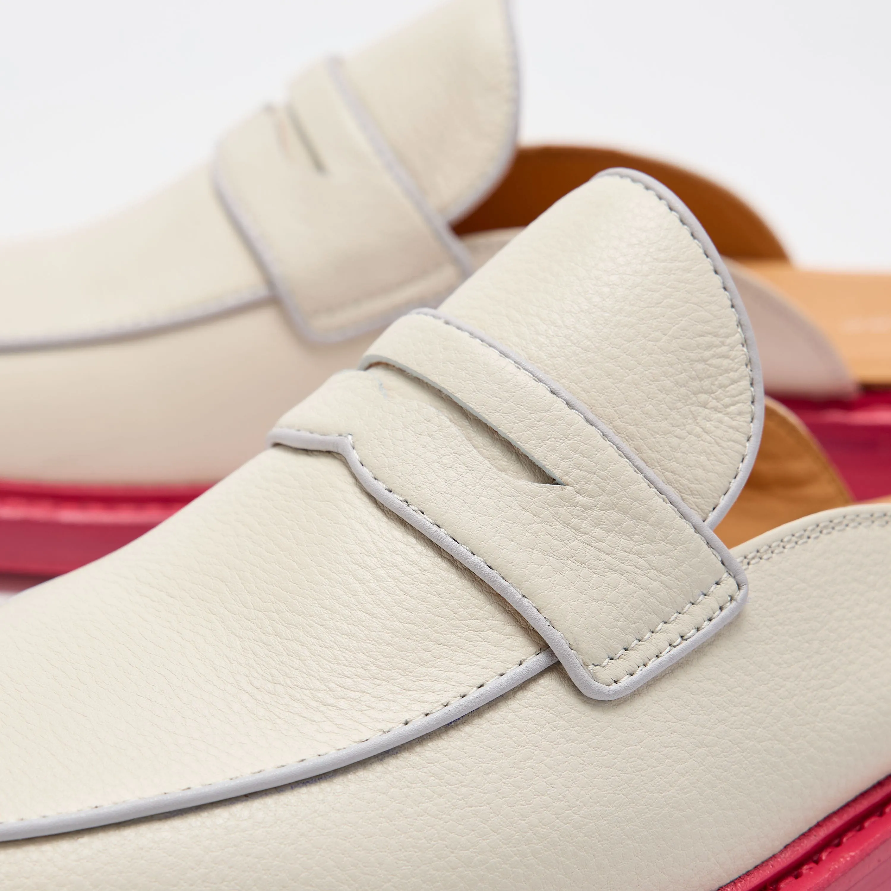 Del Mar Cream/Pink Loafer Mules