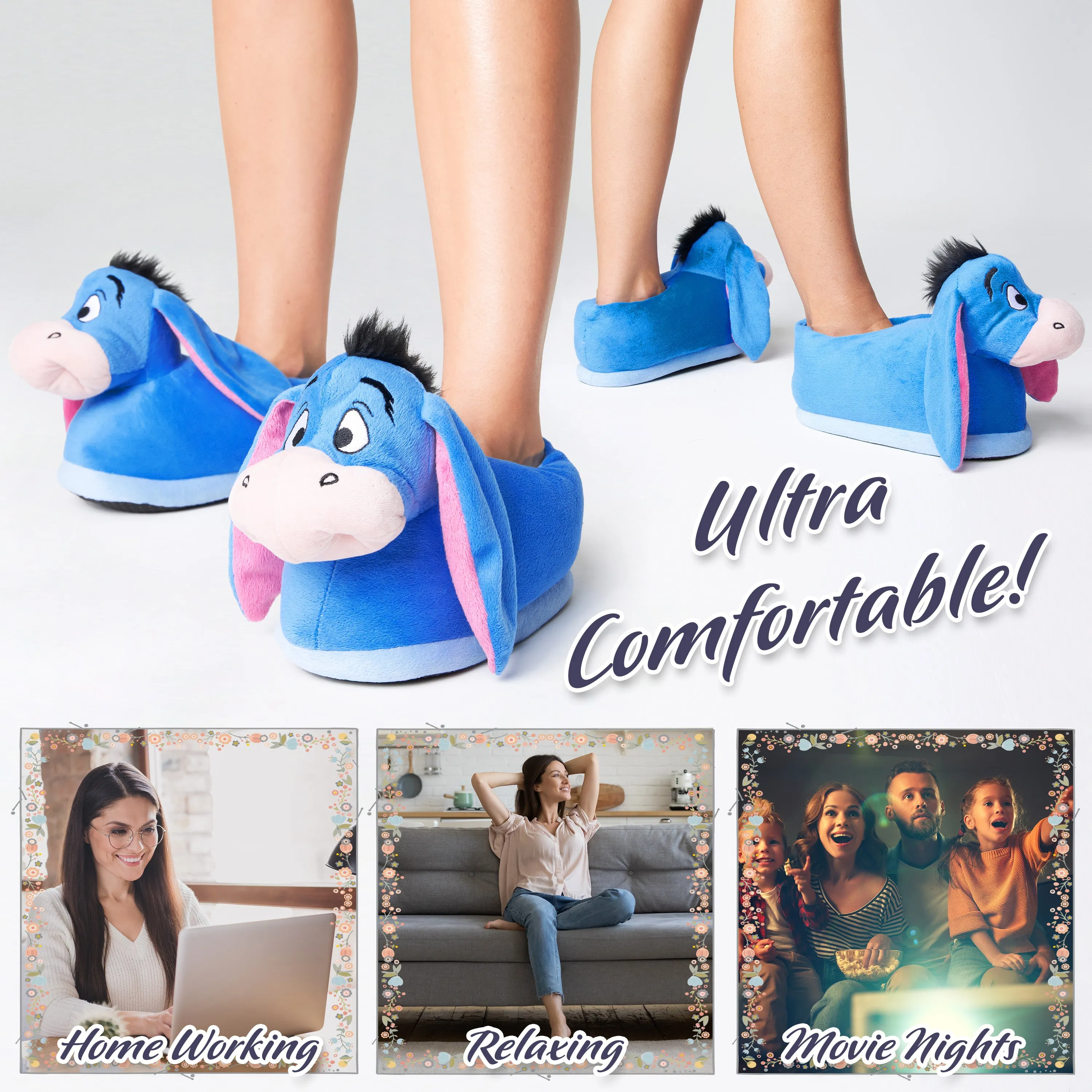 Disney Slippers Women, Plush Ladies Slippers, Eeyore Gifts
