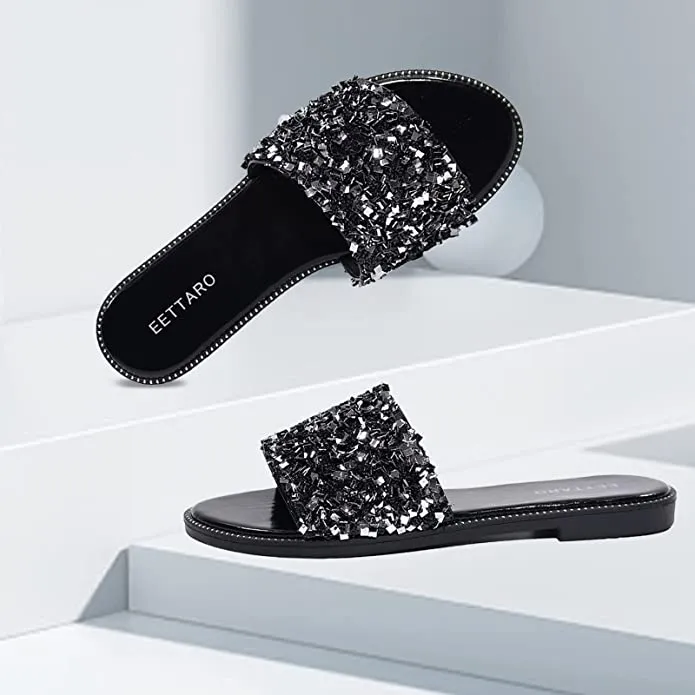 Encrusted Gold Sparkle Fashion Sandals