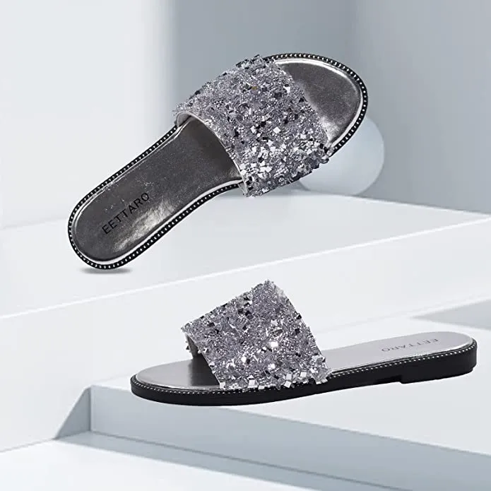 Encrusted Gold Sparkle Fashion Sandals