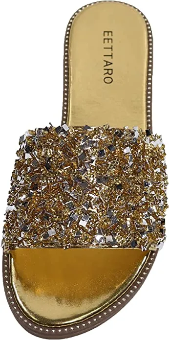 Encrusted Gold Sparkle Fashion Sandals