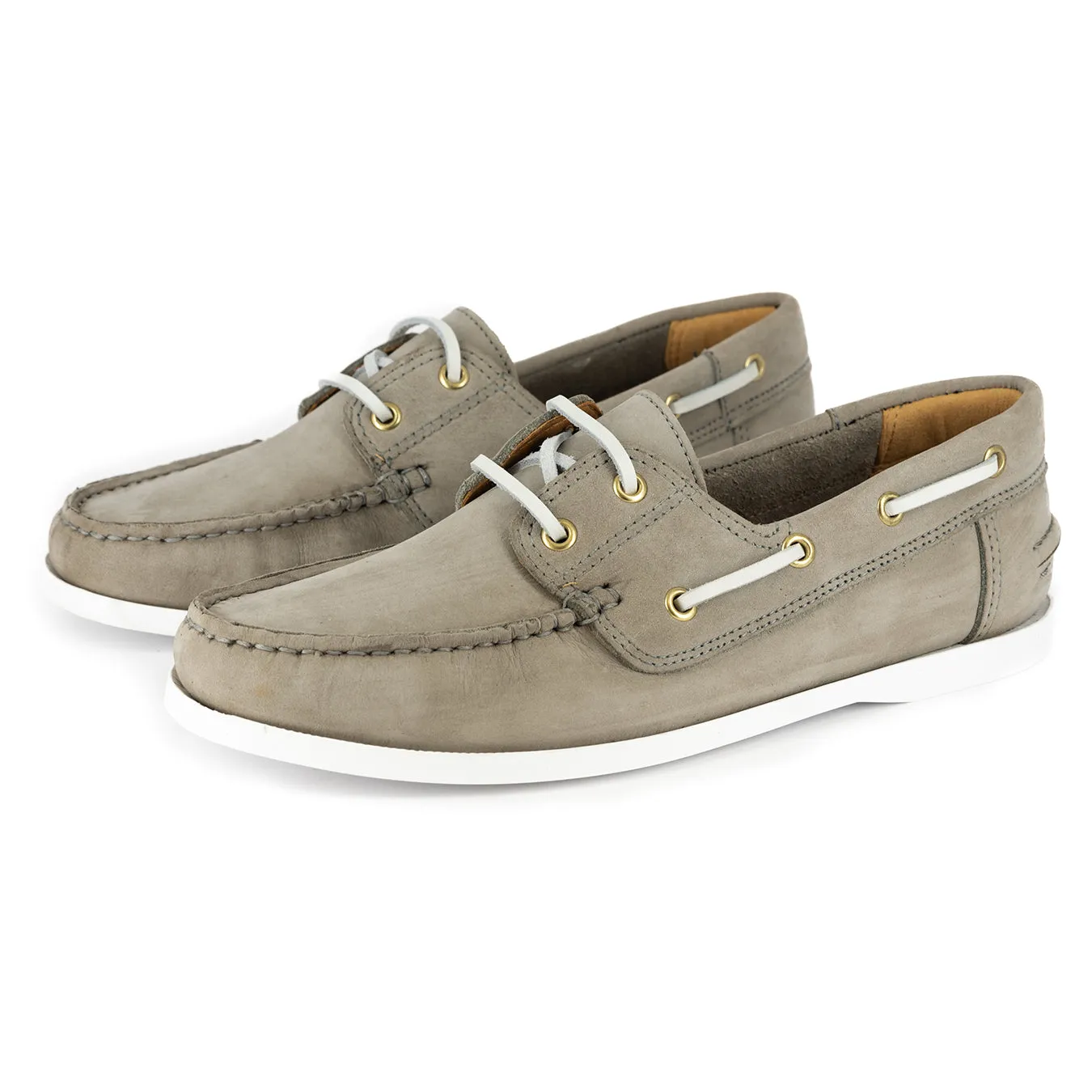 Exwaya : Men's Leather Boat Shoe in Greyscale