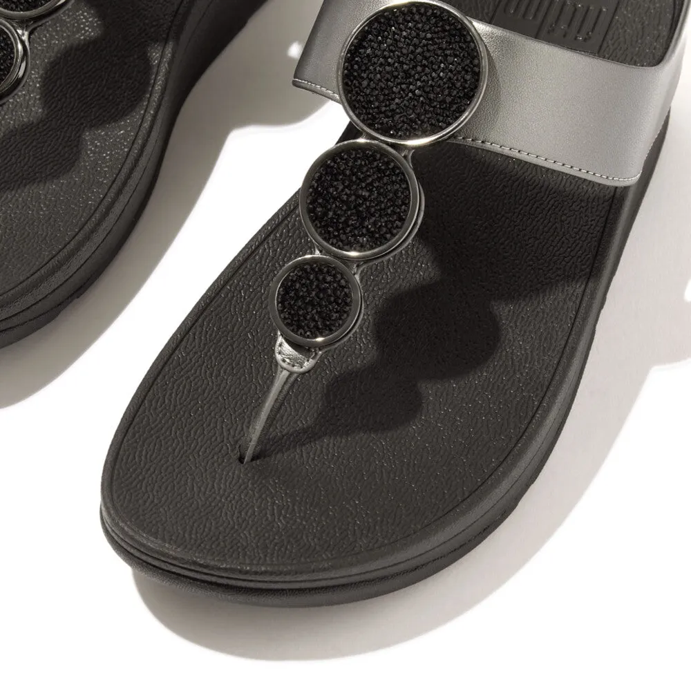 Fitflop Halo Bead Circle Metallic Toe Post Black