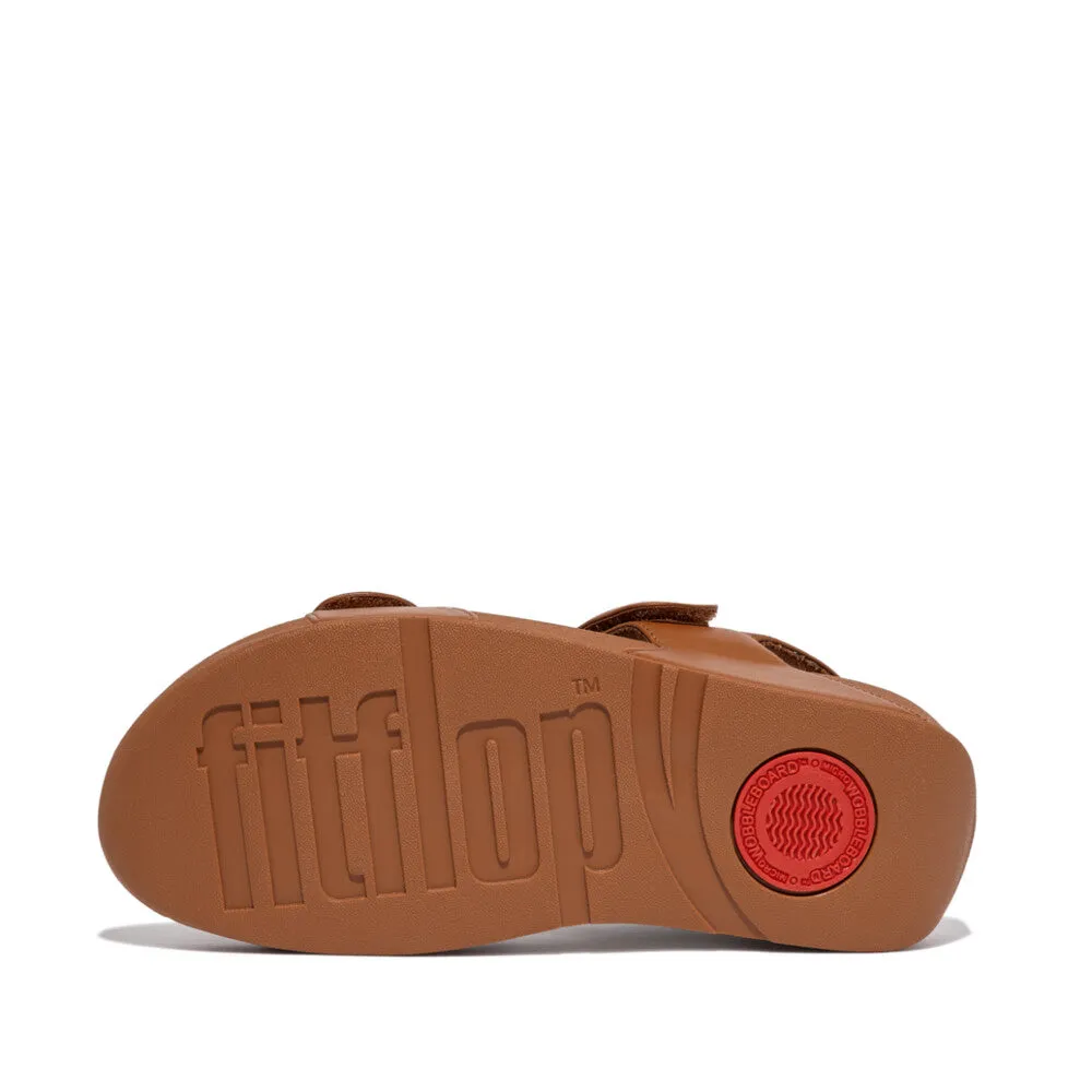 FitFlop Lulu Adjustable Velcro Leather Back-Strap Tan