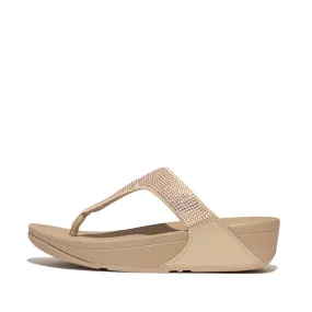 Fitflop Lulu Crystal Embelished Toe Post Latte Beige