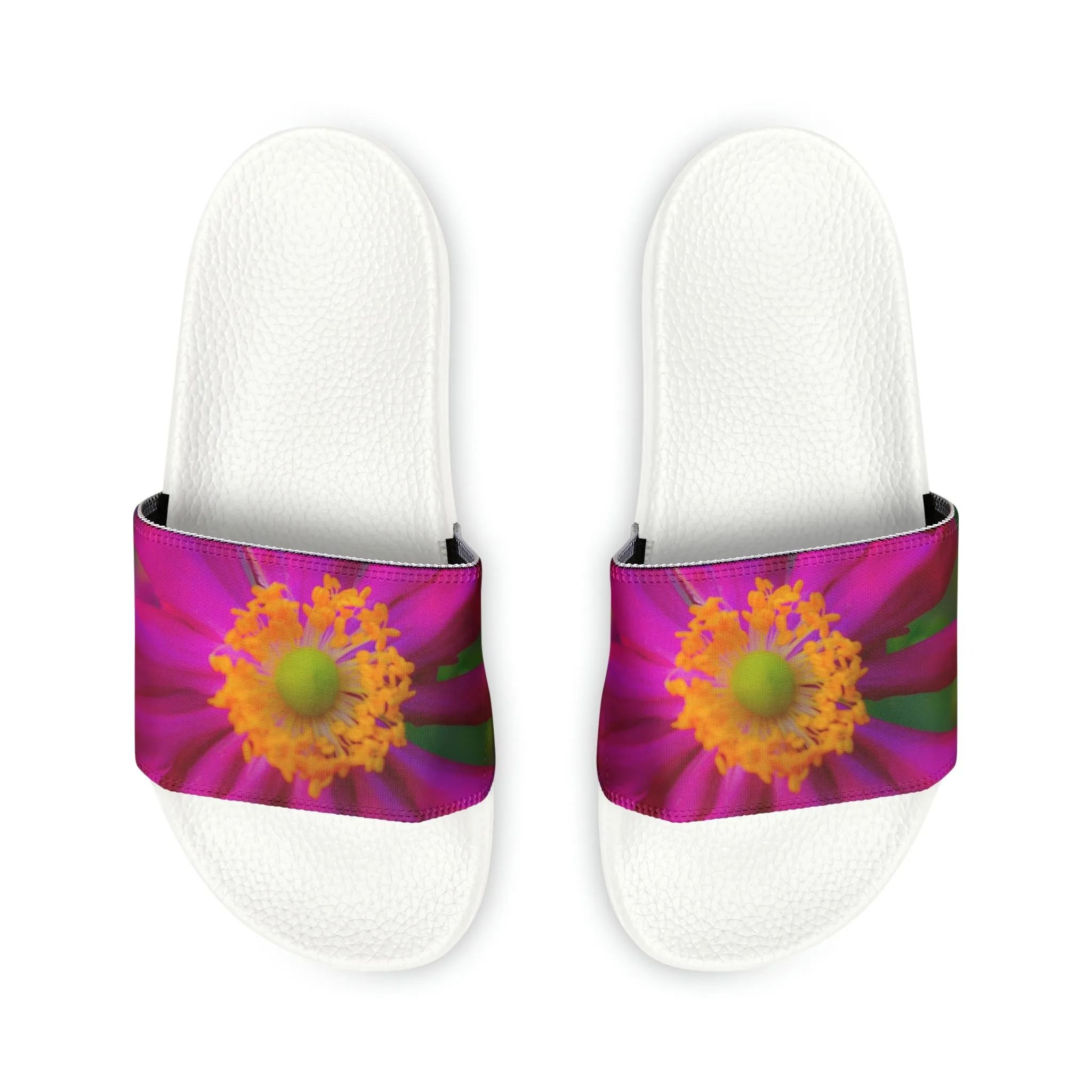 Flower Pop Women's PU Slide Sandals Slide-on Floral Sandals For Women Summer Floral Slide Shoes