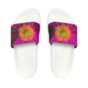 Flower Pop Women's PU Slide Sandals Slide-on Floral Sandals For Women Summer Floral Slide Shoes