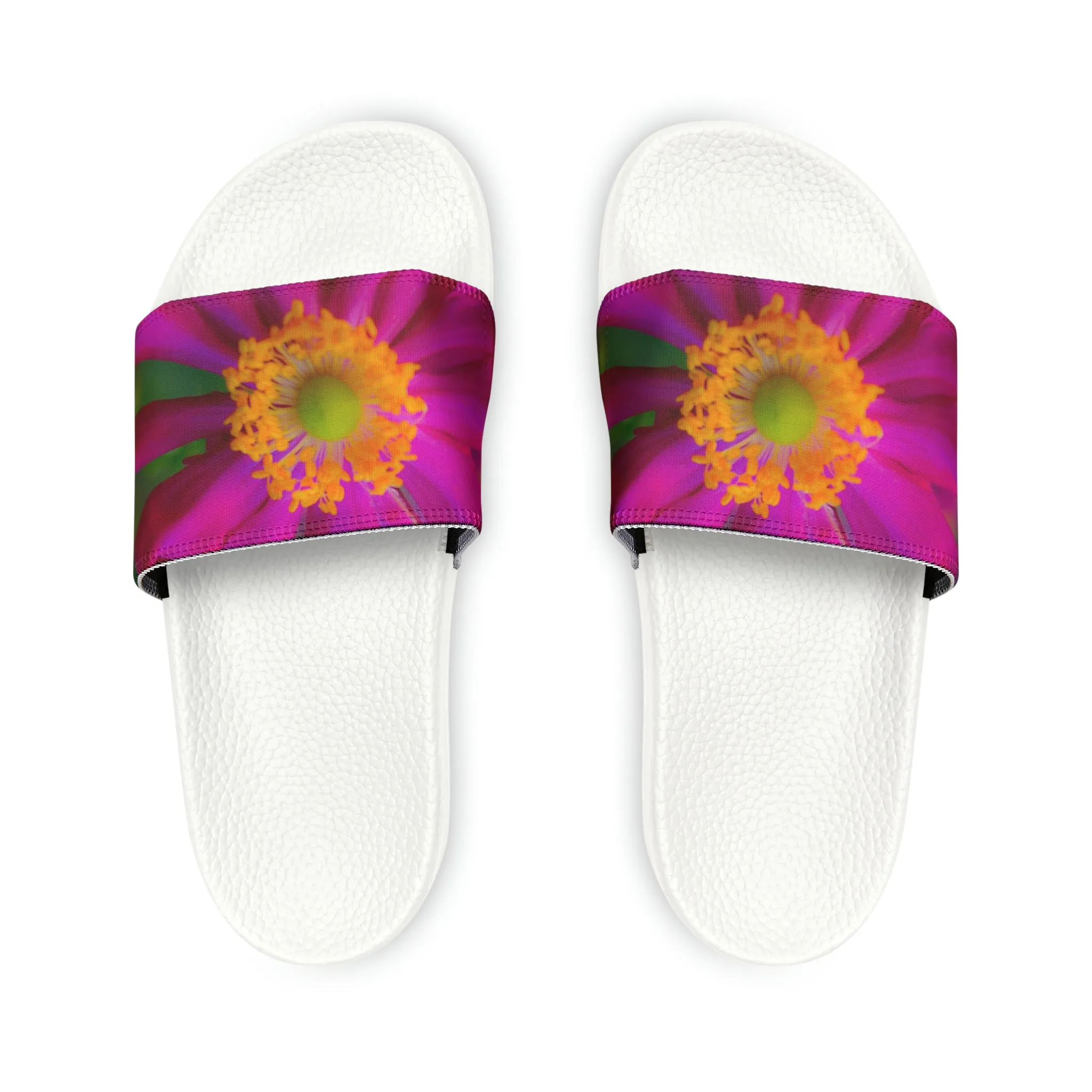 Flower Pop Women's PU Slide Sandals Slide-on Floral Sandals For Women Summer Floral Slide Shoes