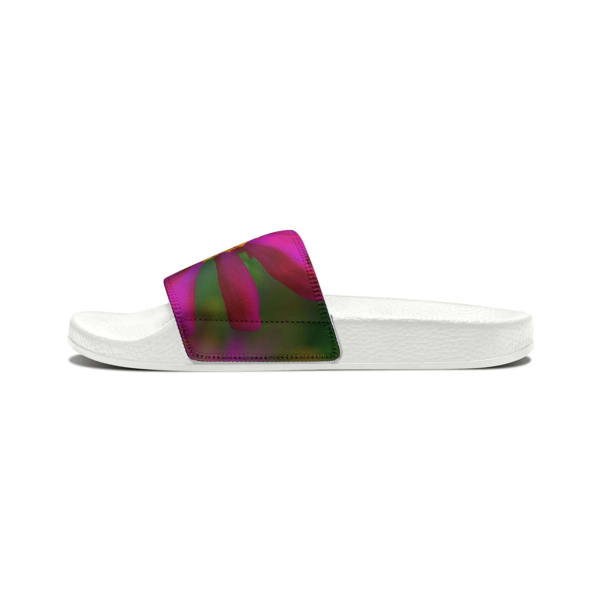 Flower Pop Women's PU Slide Sandals Slide-on Floral Sandals For Women Summer Floral Slide Shoes
