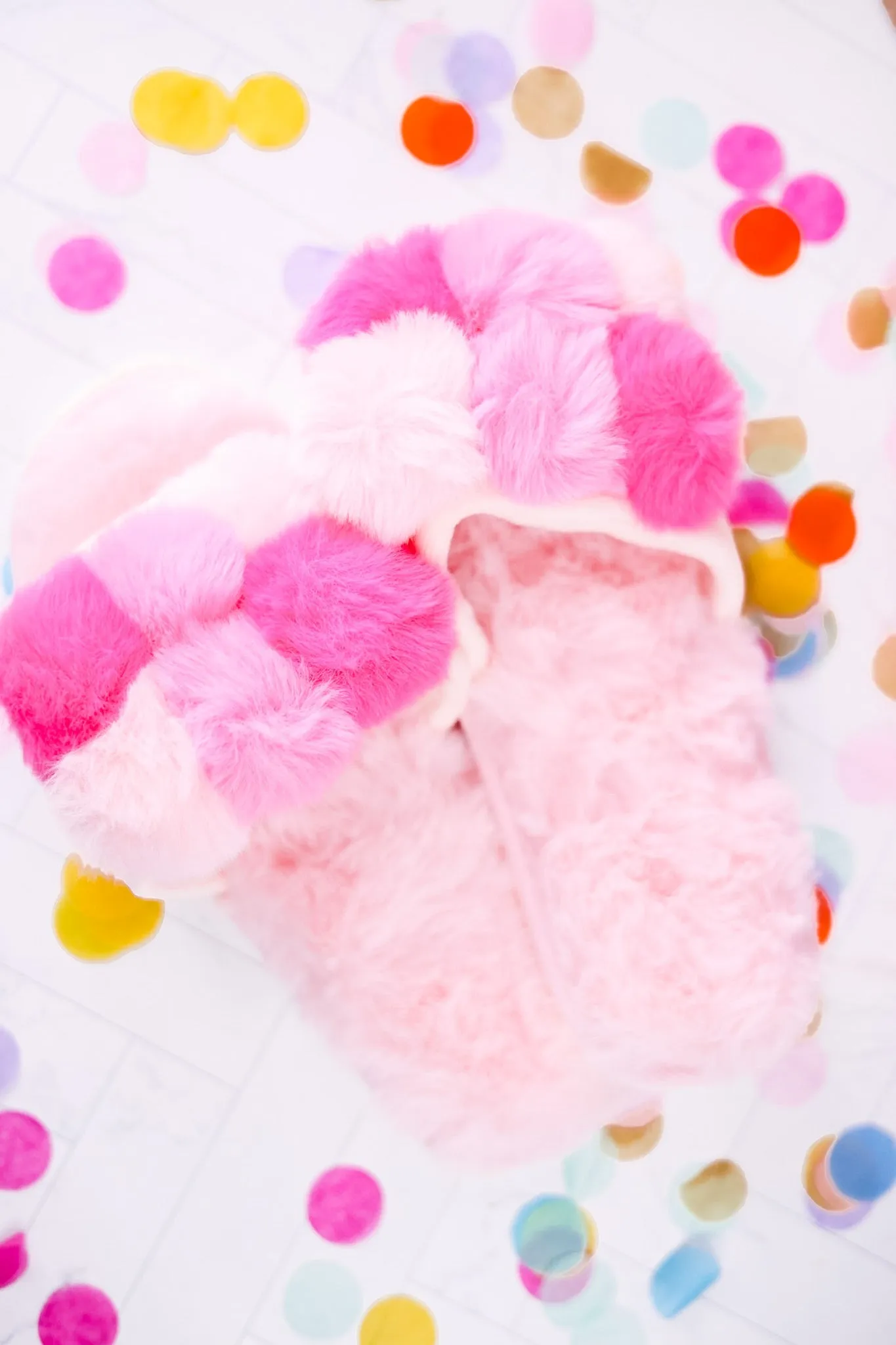 Fluffy Pink Pom Pom Slippers