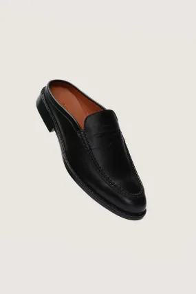 Full Grain Leather Penny Mules with Rubber Sole