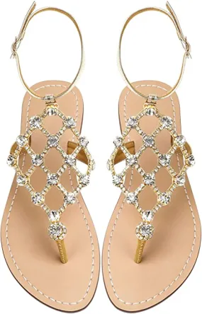 Gold Diamond Sequin Rhinestone Sparkle Fashion Sandals